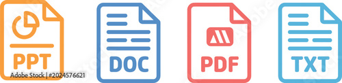 Φωτογραφία Document file format vector icons set featuring ppt doc pdf and txt types for di