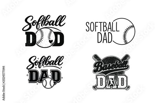 Softball Dad SVG Bundle With Sport Father Quote Typography Designs