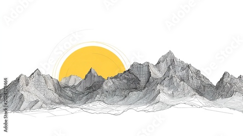 Scenic sunrise in the high mountains of the Alps with orange hues generative AI isolated on transparent background