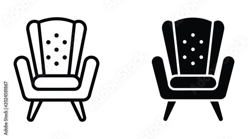 Fotografie Two vintage armchairs with nailhead trim in contrasting styles