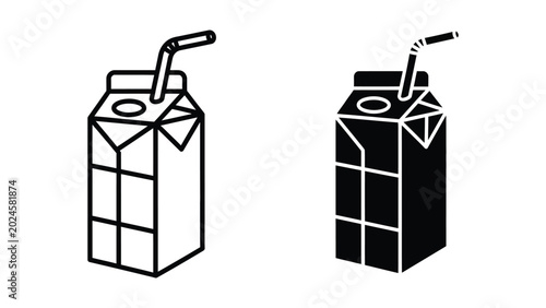 Foto Two contrasting milk cartons with straws
