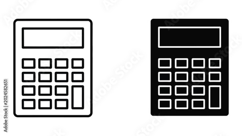 Simple black and white calculator icons side by side