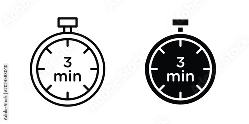 3 minutes icon graphic set. Vector icons