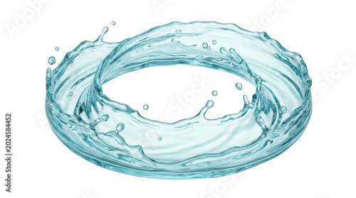 Water splash ring isolated on transparency background with transparent liquid motion and droplets captured in high detail and clarity