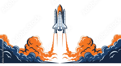 Tableau sur toile Space Shuttle Launch Vector Illustration