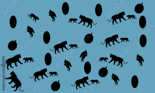 Photography Minimal safari animal silhouette seamless pattern vector featuring wild jungle c