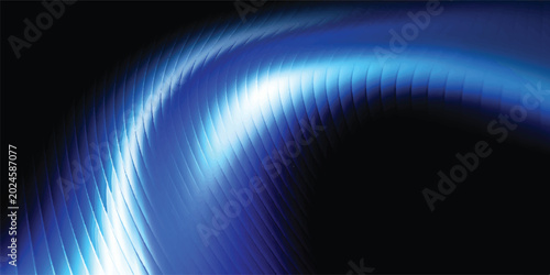 Foto Abstract blue wave of light and energy on black background with speed effect abs