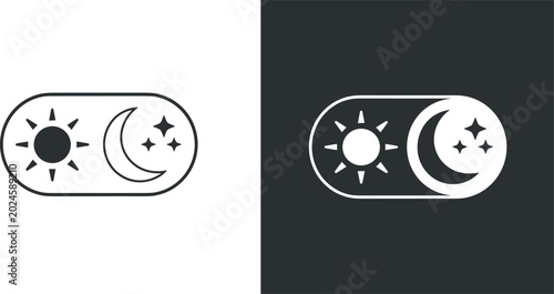 Cuadro en lienzo Day and night mode toggle switch icons with sun and moon symbols for user interf