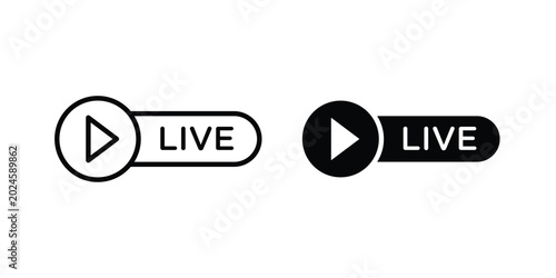 Live streaming icon graphic set. Vector icons