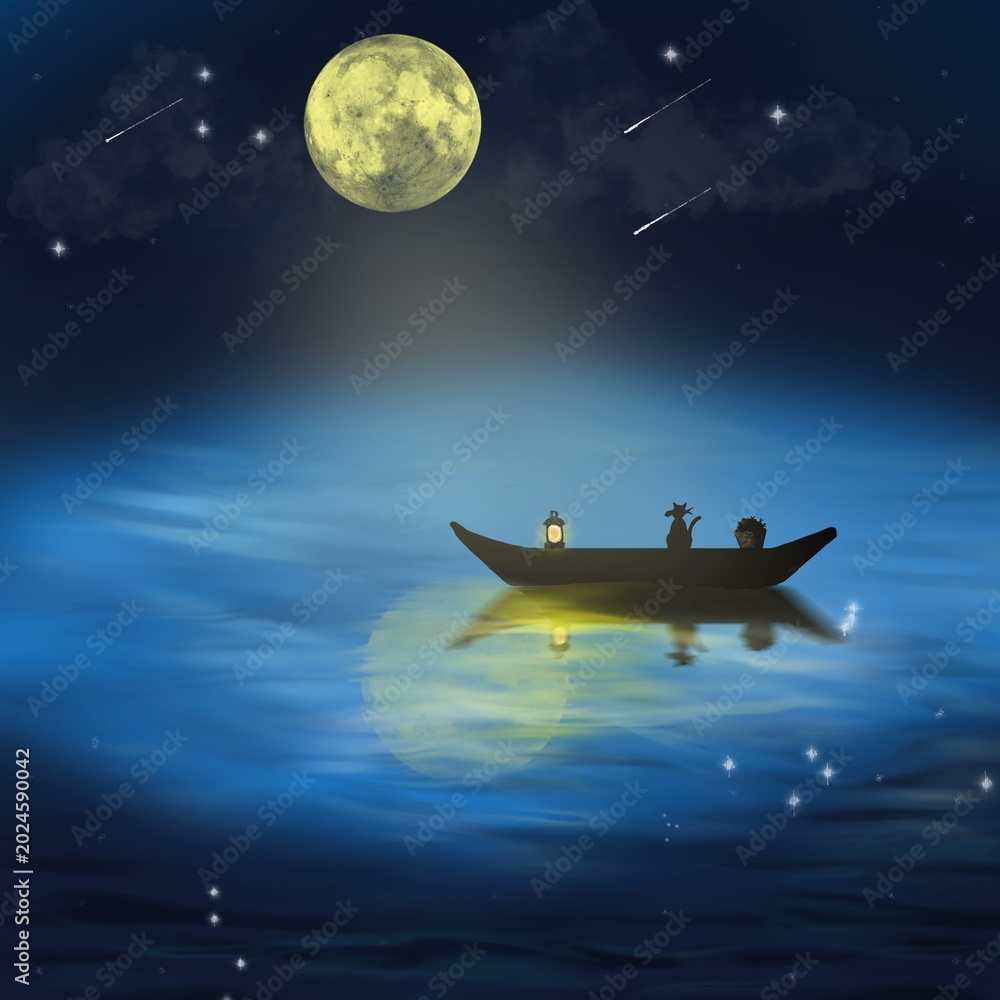 Naklejka premium moon to sea