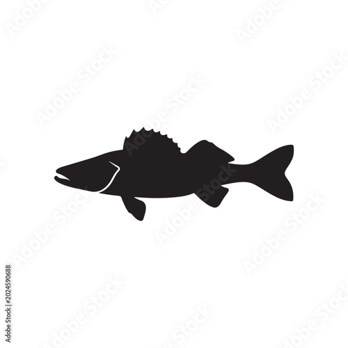 Walleye fish silhouette icon vector flat illustration design.Adobe Illustrator Artwork