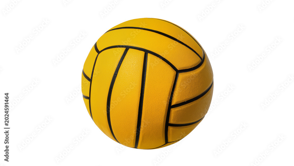 Fototapeta premium Isolated yellow water polo ball with textured surface, sport equipment for aquatic games