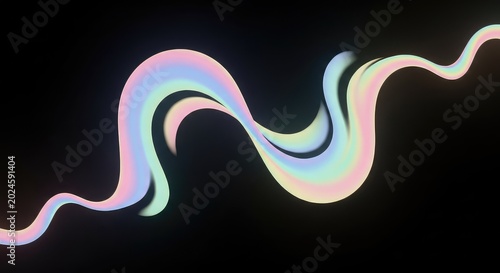 Abstract screensaver with soft pastel hues flowing like liquid waves against a dark black backdrop featuring a subtle frosted glass texture, screen saver, modern, movement
