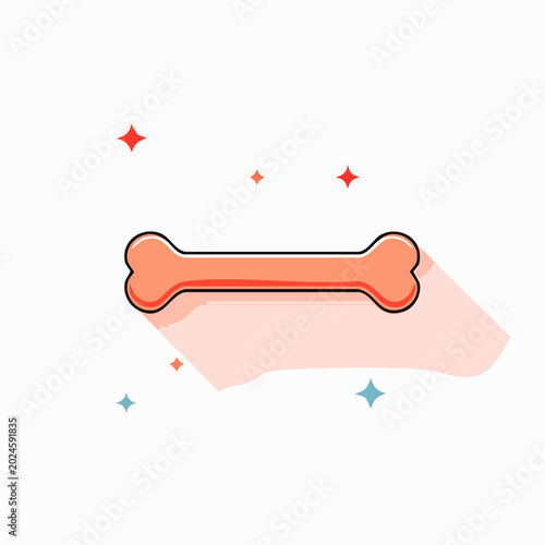 Cartoon Dog Bone Icon with Sparkles