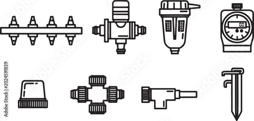 фотографія Vector illustration of black camera shutter speed icons set Vector