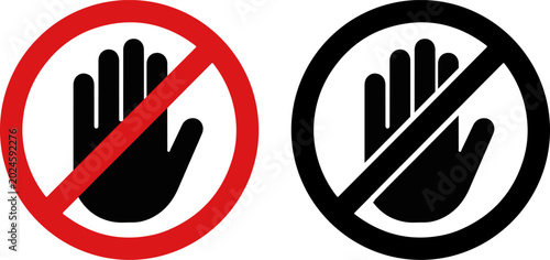 Bild auf Leinwand Do not touch sign, hand gesture icon, no entry symbol