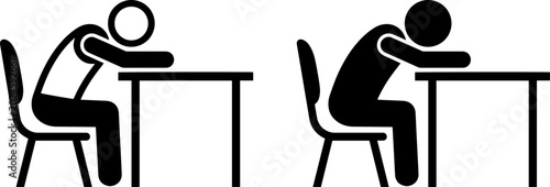 Fotografía Icon of a person sitting at a desk with head down on the table