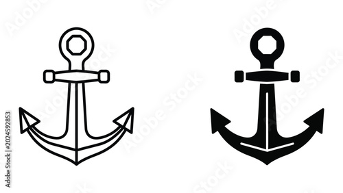 Fotografie Black and white anchor icon with loop and crossbar
