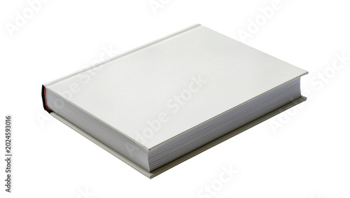 Tableau sur toile Isolated closed white hardcover book with blank cover and pages on an invisible