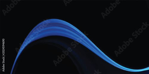 Foto Abstract flowing blue curve against black with abstract background blue light ar