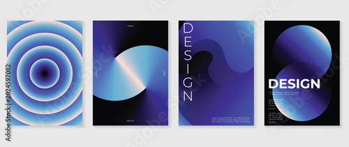 Schilderij op canvas Abstract blue cyan gradient geometric poster vector set