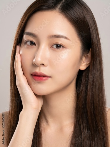 Beautiful young asian woman with glowing healthy skin
