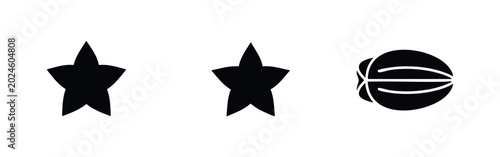 Tableau sur toile Fresh Starfruit Carambola Whole and Sliced Icon Set