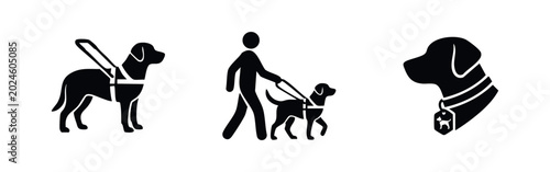 Canvastavla Guide dog and service animal icon set for blind and visually impaired assistance