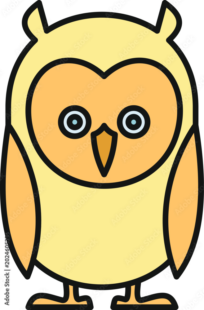 Fototapeta premium Cartoon owl illustration with big eyes representing knowledge and wisdom
