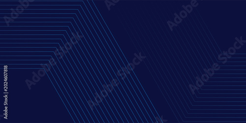 Foto Abstract dark blue background with thin concentric hexagon lines and geometric shapes