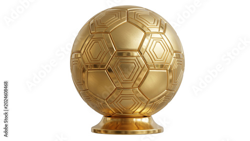 Фотография Golden soccer ball trophy on transparent background