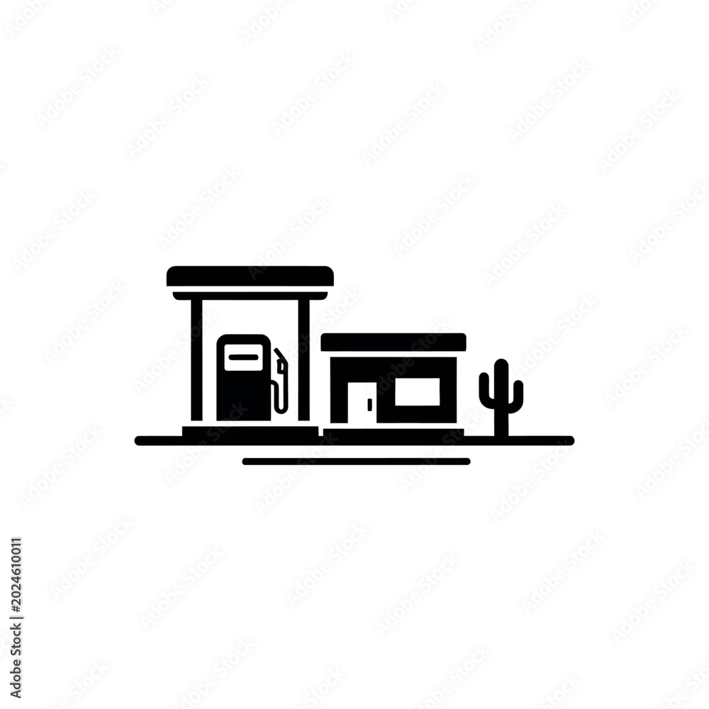 Fototapeta premium Desert Gas Station Icon.
