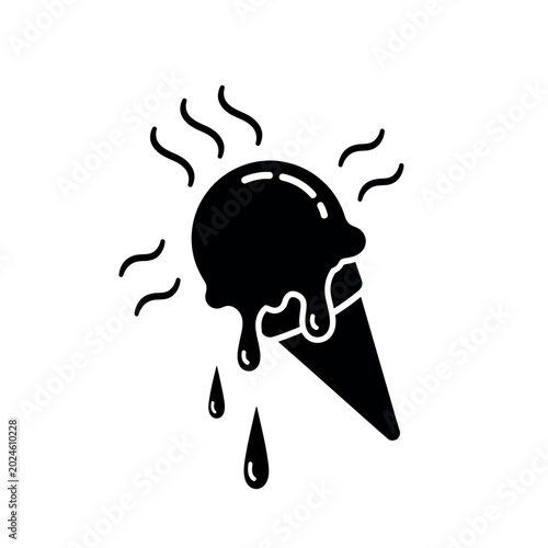 Canvastavla Melting Ice Cream Cone Silhouette.