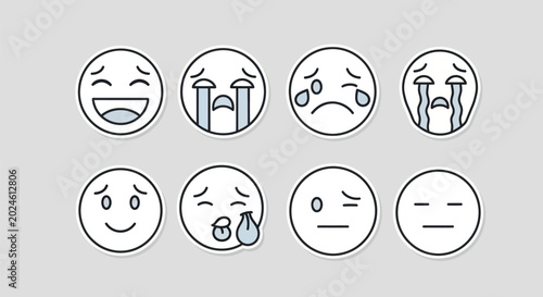 Schilderij op canvas Emoji icons diverse emotional expressions