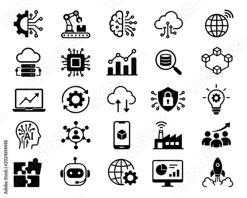 AI and Digital Innovation Icons Set
