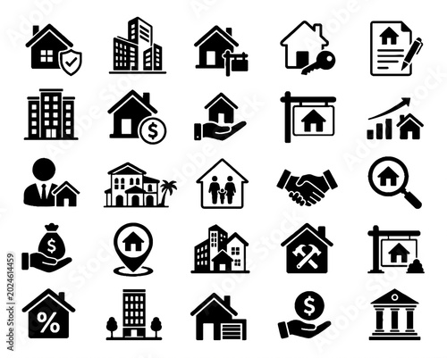 Real Estate and Property Icons Set
