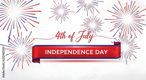 Fourth of July Independence Day greeting with fireworks