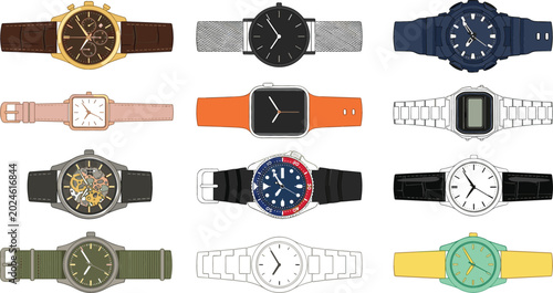 Photos Wrist Watch Collection Vector Illustration Featuring Luxury Smart Digital and Sp