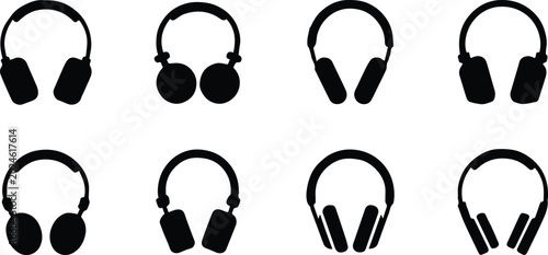 Bild auf Leinwand headphones vector collection headphone silhouettes for product