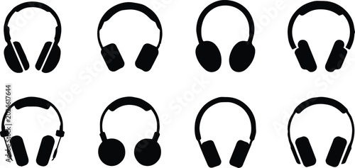 Bild auf Leinwand headphones icons over ear silhouette designs for ui