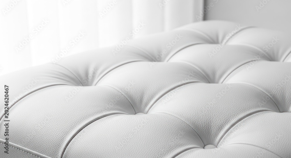 Fototapeta premium Closeup of Luxurious White Tufted Upholstery Texture.