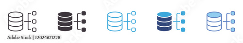 Фотография Database Management Icon Set , data storage systems, server organization symbols, cloud database structure, and information technology vector icons