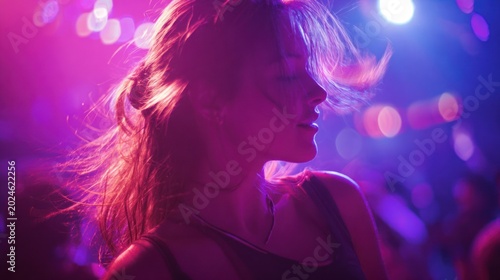Woman enjoying music at party