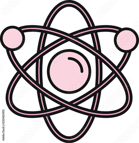 Canvas-taulu Atom model with electrons orbiting the nucleus, representing science and physics