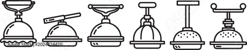 Fotografía Collection of coffee cup and saucer line icons set vector illustration Vector