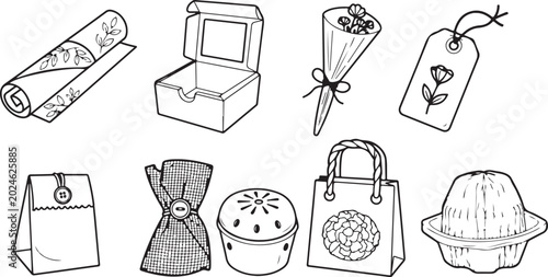 Foto Vintage illustration of old-fashioned household items and tools Vector