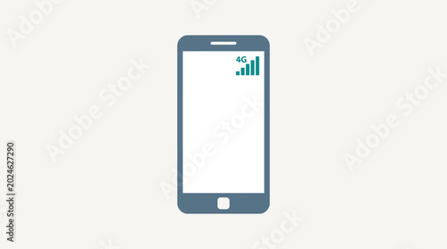 Smartphone with 4G signal strength indicator on its screen