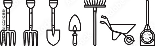 Black and white vector icons of household tools and objects Vector