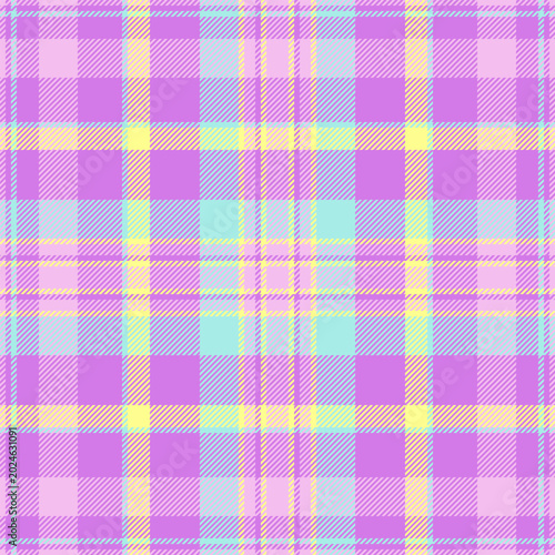 Stripe textile pattern tartan, traditional background vector fabric. Short plaid check seamless texture in light and purple colors.