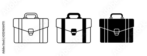 Konstfotografi Briefcase Icons Set, Business Luggage Vector Graphics, Professional Attache Case